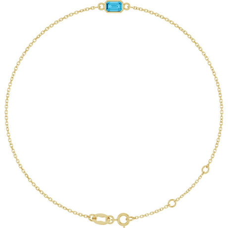 14K Yellow Gold Natural Aquamarine 6 1/2-7 1/2" Bracelet
