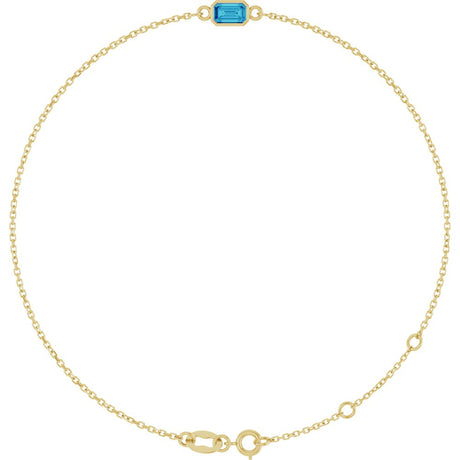 14K Yellow Gold Natural Blue Zircon 6 1/2-7 1/2" Bracelet