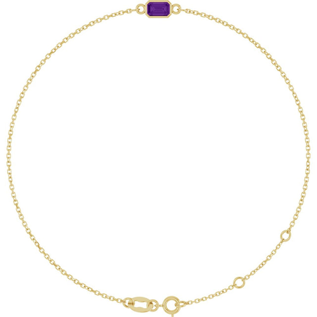 14K Yellow Gold Natural Amethyst 6 1/2-7 1/2" Bracelet