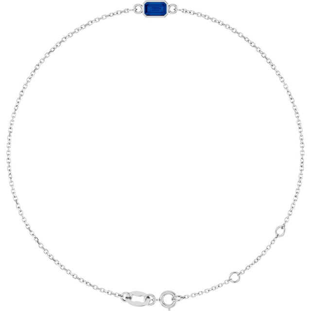14K White Gold Lab-Grown Blue Sapphire 6 1/2-7 1/2" Bracelet