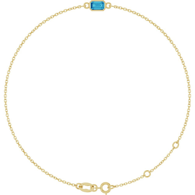 14K Yellow Gold Natural Blue Zircon 6 1/2-7 1/2" Bracelet