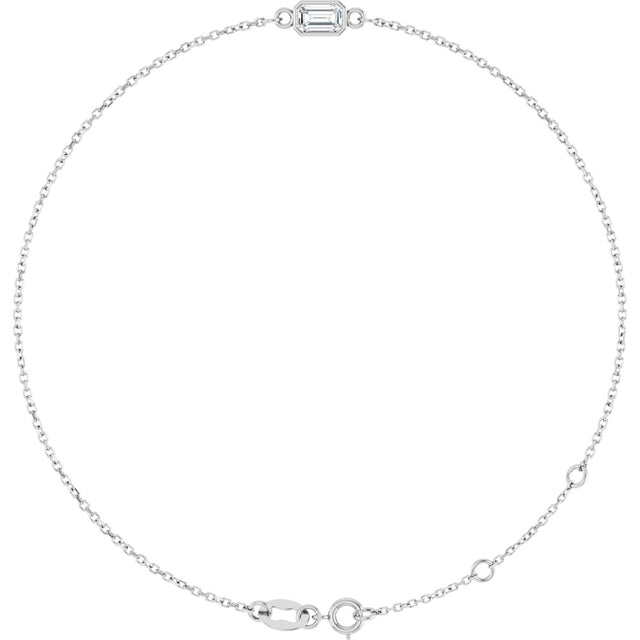 14K White Gold Lab-Grown Diamond 6 1/2-7 1/2" Bracelet