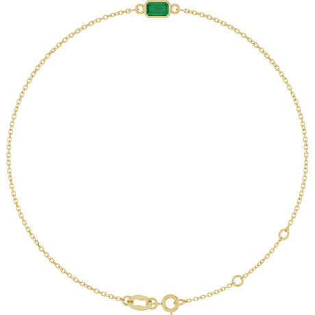 14K Yellow Gold Natural Emerald 6 1/2-7 1/2" Bracelet