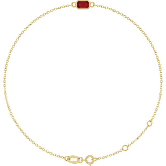 14K Yellow Gold Lab-Grown Ruby 6 1/2-7 1/2" Bracelet