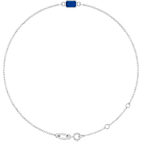 14K White Gold Lab-Grown Blue Sapphire 6 1/2-7 1/2" Bracelet