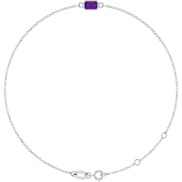 14K White Gold Natural Amethyst 6 1/2-7 1/2" Bracelet
