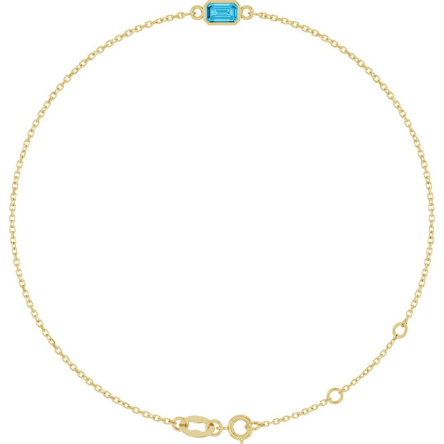 14K Yellow Gold Natural Aquamarine 6 1/2-7 1/2" Bracelet