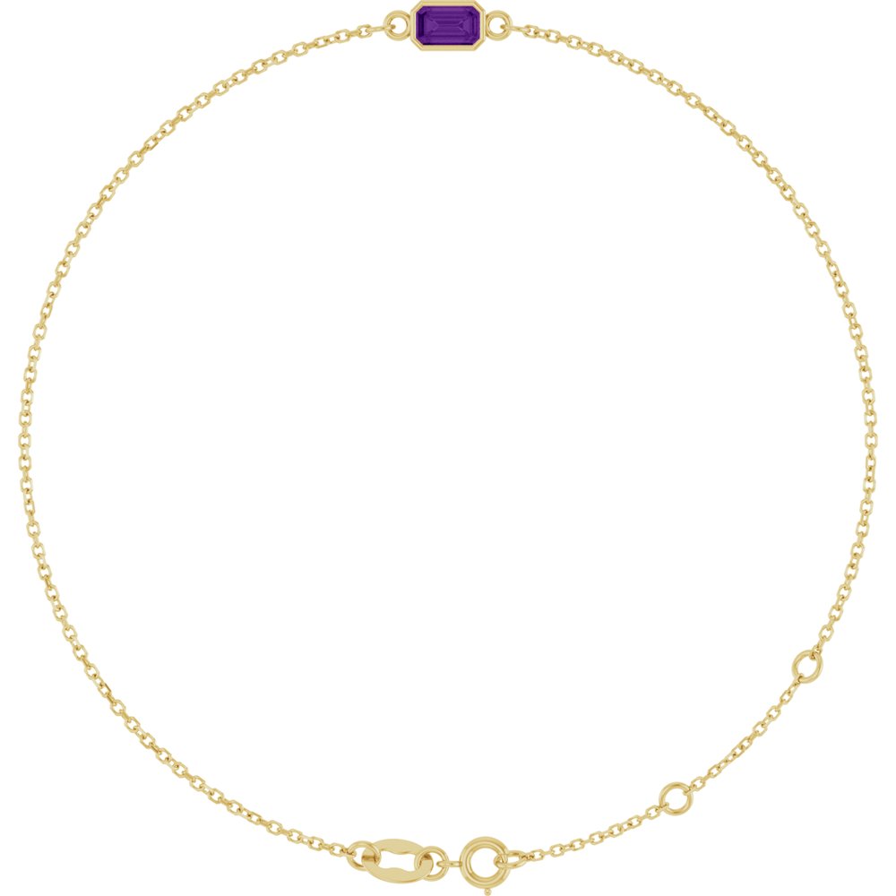 14K Yellow Gold Natural Amethyst 6 1/2-7 1/2" Bracelet