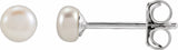 Sterling Silver 3.5-4 mm Cultured White Freshwater Button Pearl Earrings