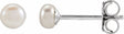 Sterling Silver 4-4.5 mm Cultured White Freshwater Button Pearl Earrings