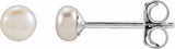 Sterling Silver 4-4.5 mm Cultured White Freshwater Button Pearl Earrings