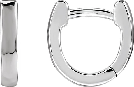 14K White Gold 10 mm Hinged Hoop Earrings