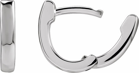 14K White Gold 10 mm Hinged Hoop Earrings
