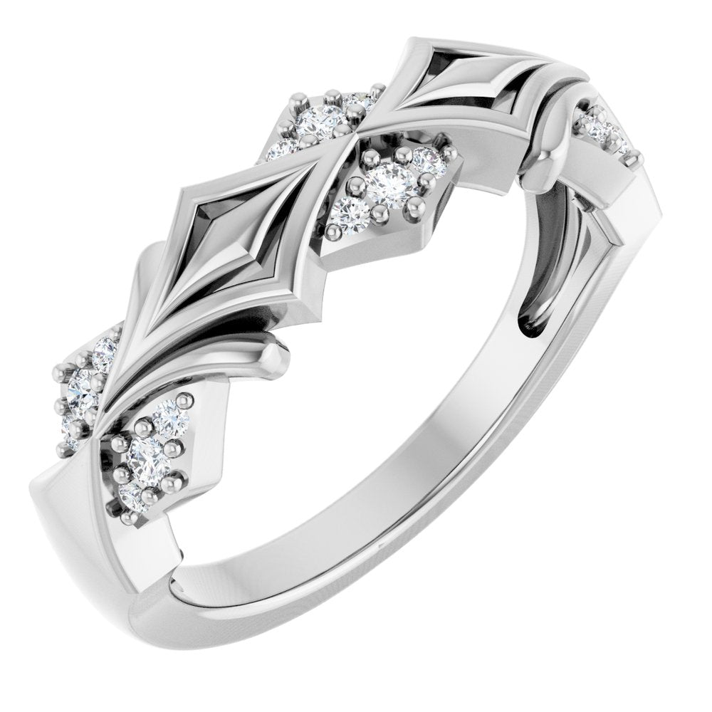 14K White 1/6 CTW Natural Diamond Band