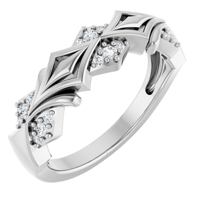 14K White 1/6 CTW Natural Diamond Band