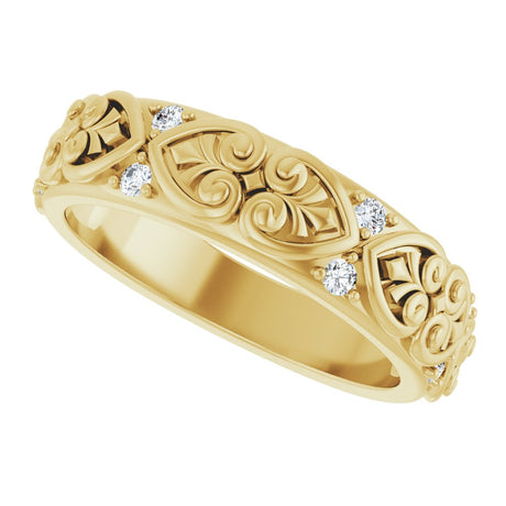 14K Yellow Gold 1/6 CTW Natural Diamond Accented Sculptural Band