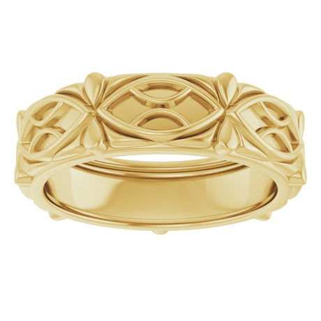 14K Yellow Gold 6.5 mm Sculptural Band Size 7