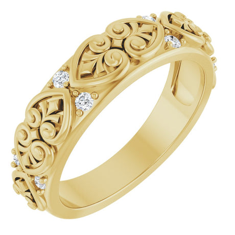 14K Yellow Gold 1/6 CTW Natural Diamond Accented Sculptural Band