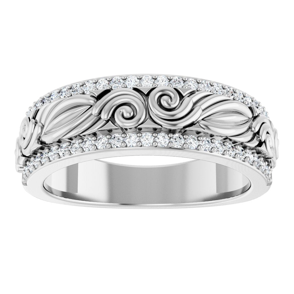 14K White Gold 3/8 CTW Natural Diamond Band