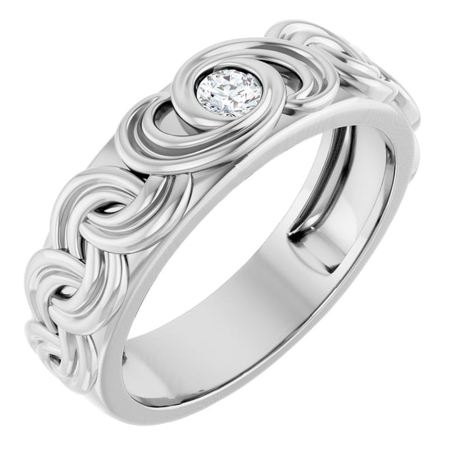 14K White Gold 1/8 CT Natural Diamond Band