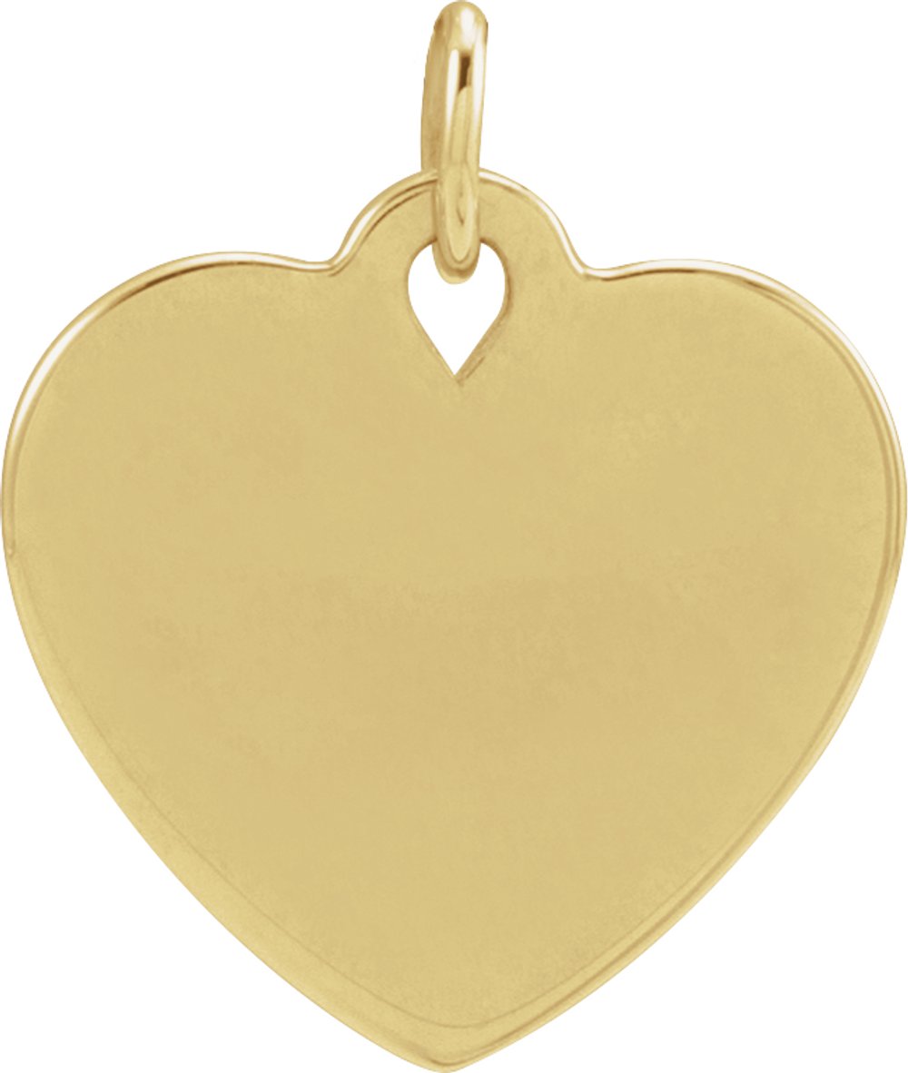 14K Yellow Engravable Floral Heart Pendant