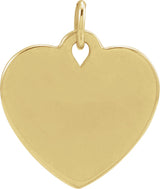 14K Yellow Engravable Floral Heart Pendant