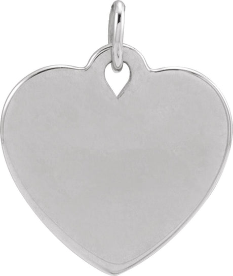 14K White Engravable Floral Heart Pendant