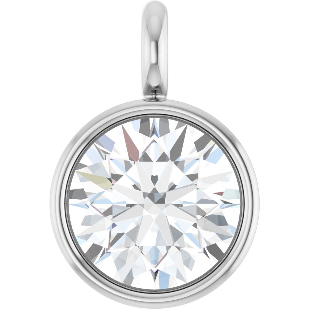 14K White 1/6 CT Lab-Grown Diamond Bezel-Set Dangle