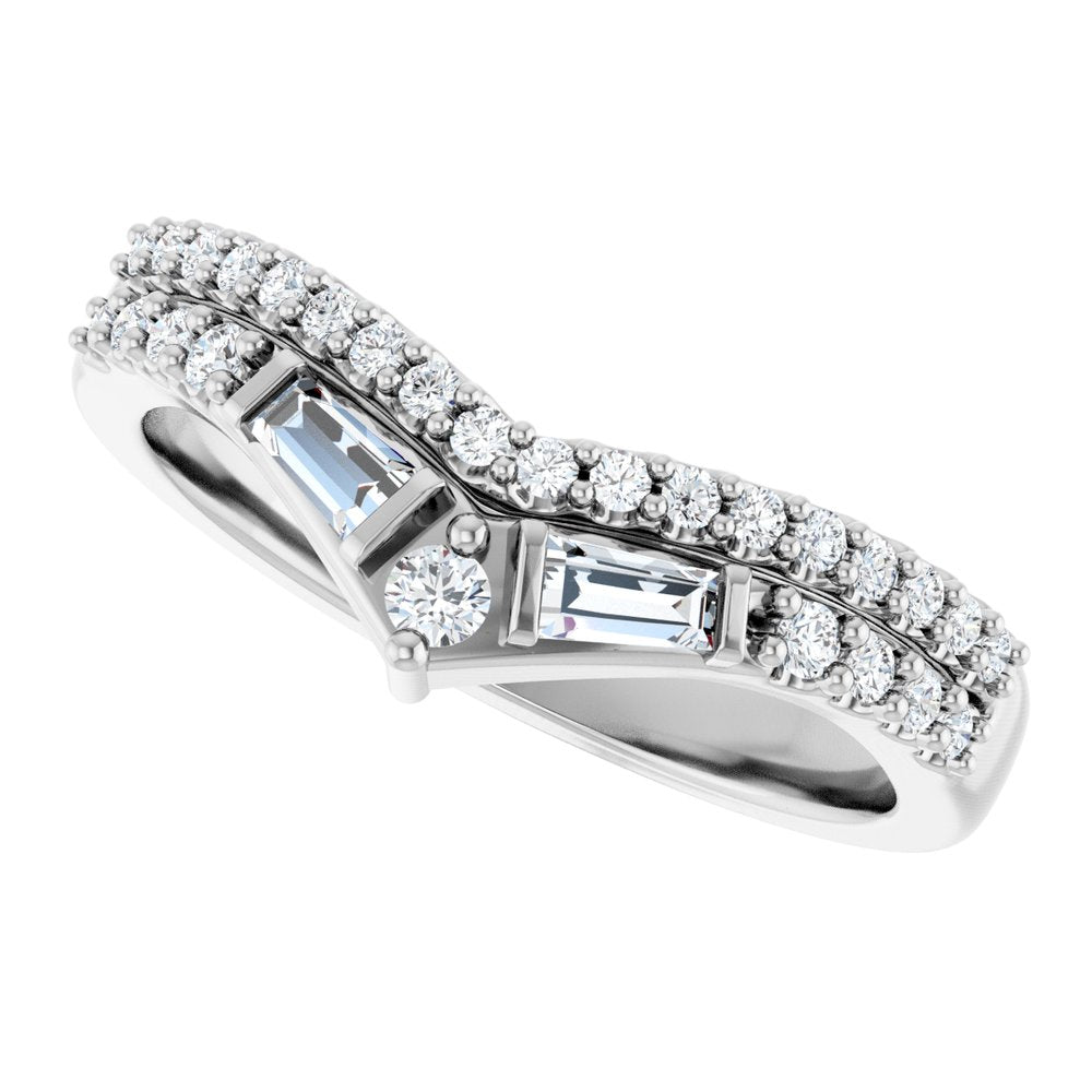 14K White Gold 3/8 CTW Lab-Grown Diamond Contour Band