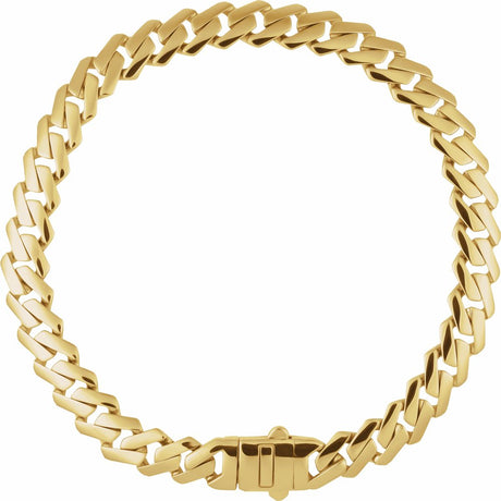 14K Yellow Gold 7.4 mm Monaco Edge Curb 8 1/4" Chain