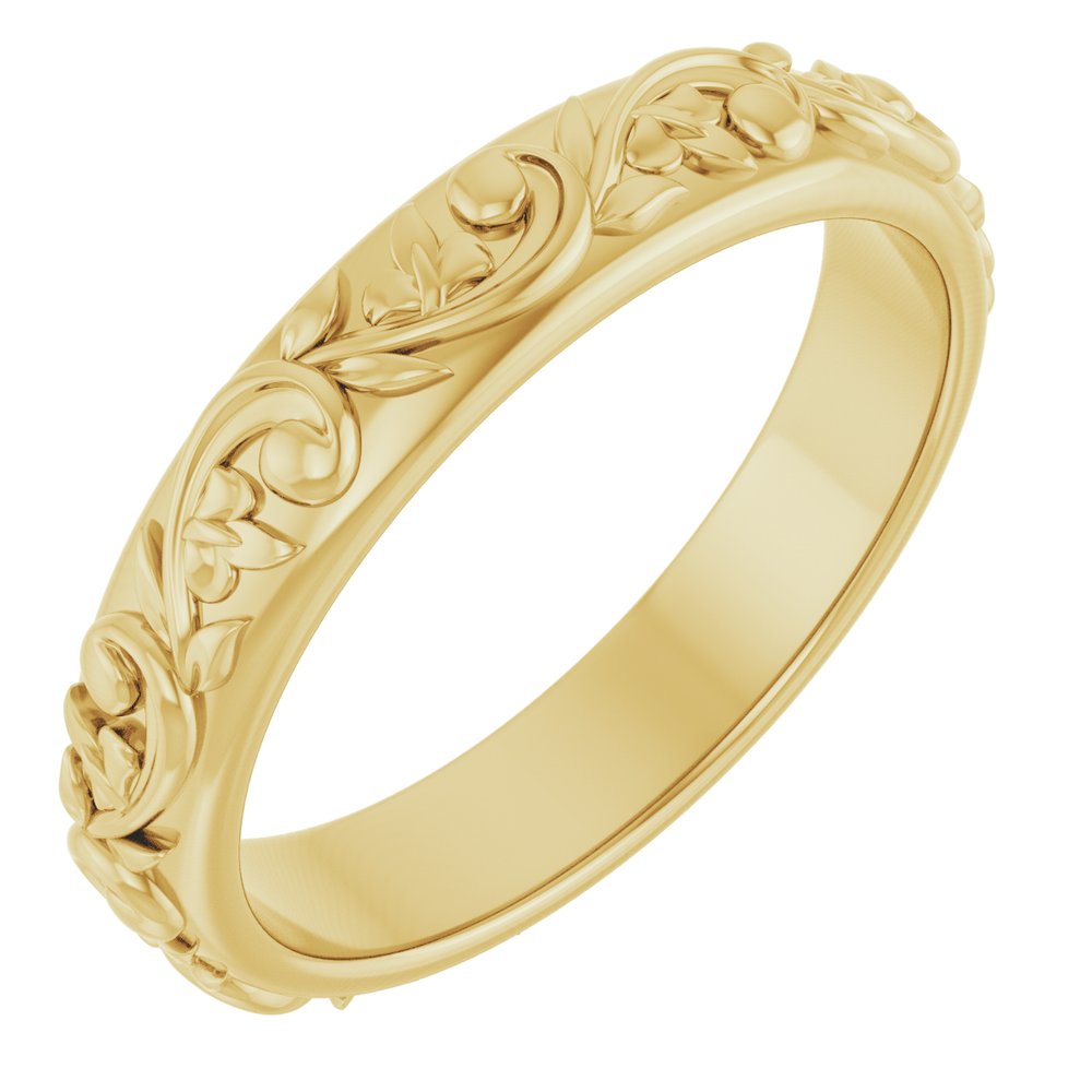 14K Yellow Gold 3.5 mm Sculptural Band Size 6.5