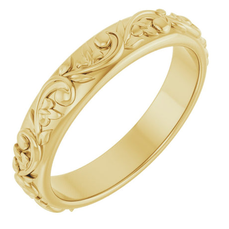 14K Yellow Gold 3.5 mm Sculptural Band Size 6.5