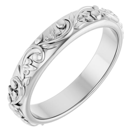 14K White Gold 3.5 mm Sculptural Band Size 6.5