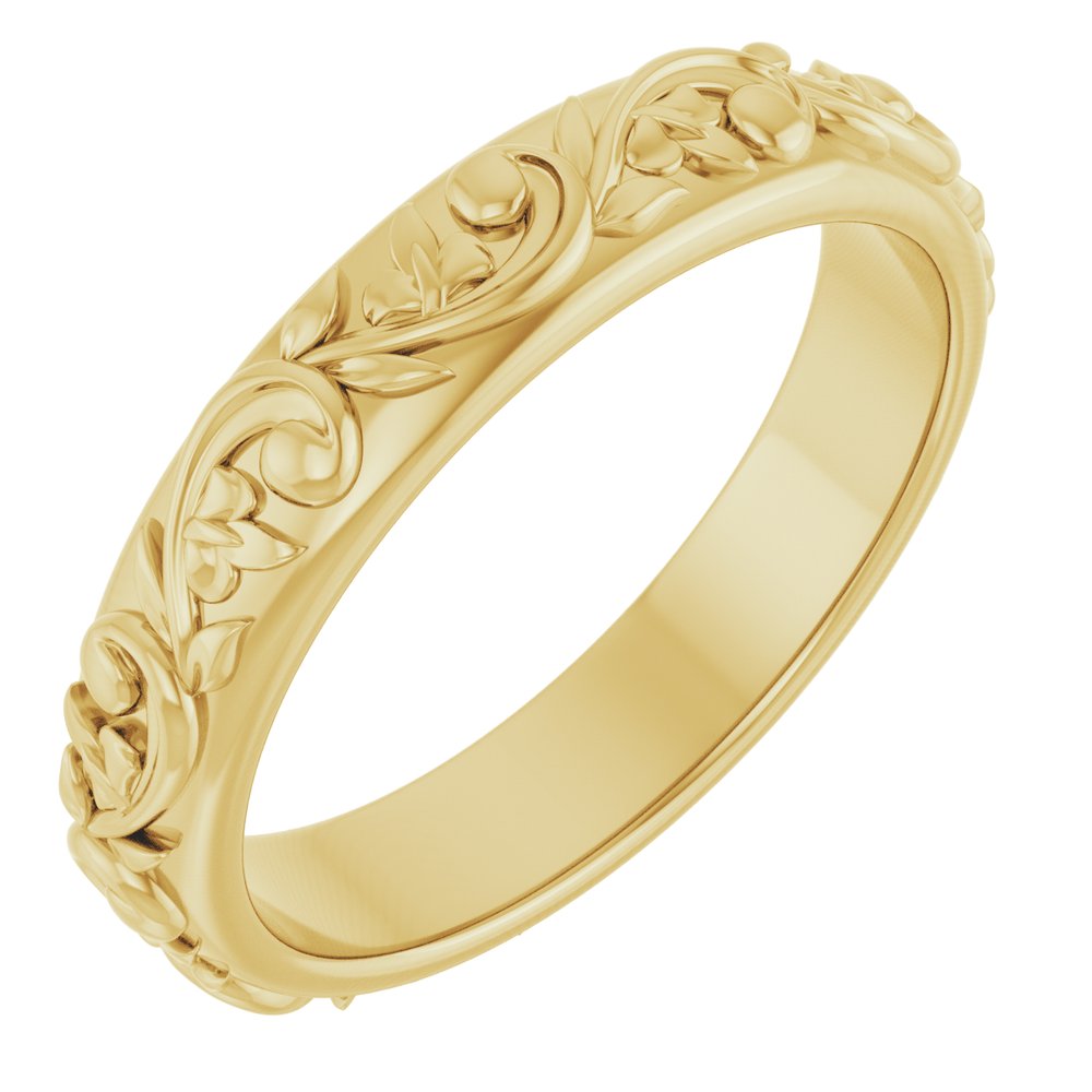 14K Yellow Gold 3.5 mm Sculptural Band Size 6