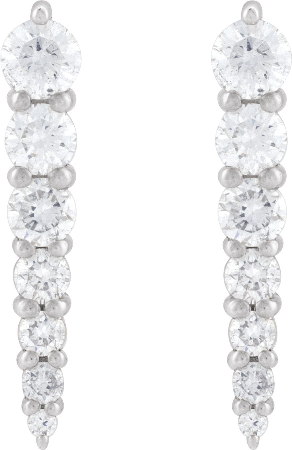 14K White 1/3 CTW Natural Diamond Graduated Bar Earrings