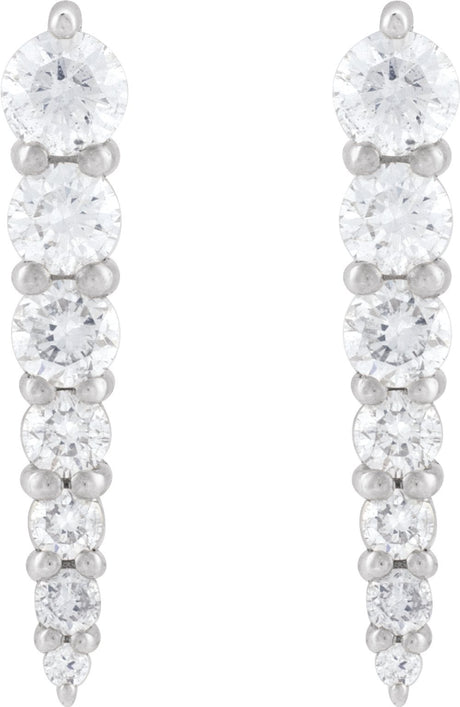 14K White 1/3 CTW Natural Diamond Graduated Bar Earrings