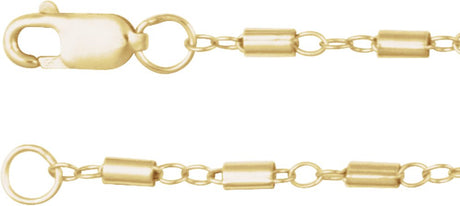 14K Yellow Gold-Filled 1.7 mm Satellite Bar Cable 7" Chain