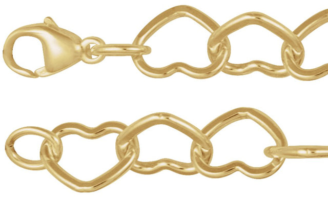 14K Yellow Gold-Filled 9 mm Heart 7" Chain