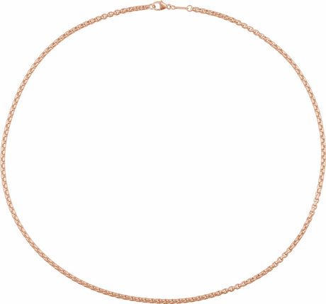 14K Rose Gold 1.8 mm Rounded Box 20" Chain
