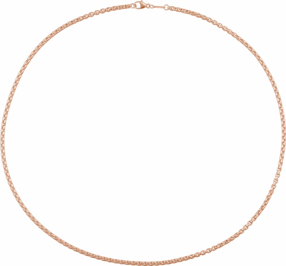 14K Rose 1.8 mm Rounded Box 18" Chain