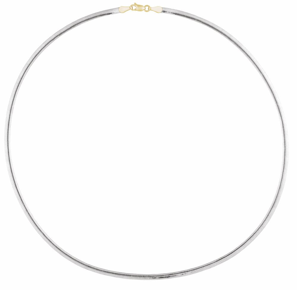 14K Yellow/White Gold 3.2 mm Reversible Diamond-Cut Snake 18" Chain