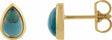 14K Yellow Gold Natural London Blue Topaz Cabochon Earrings