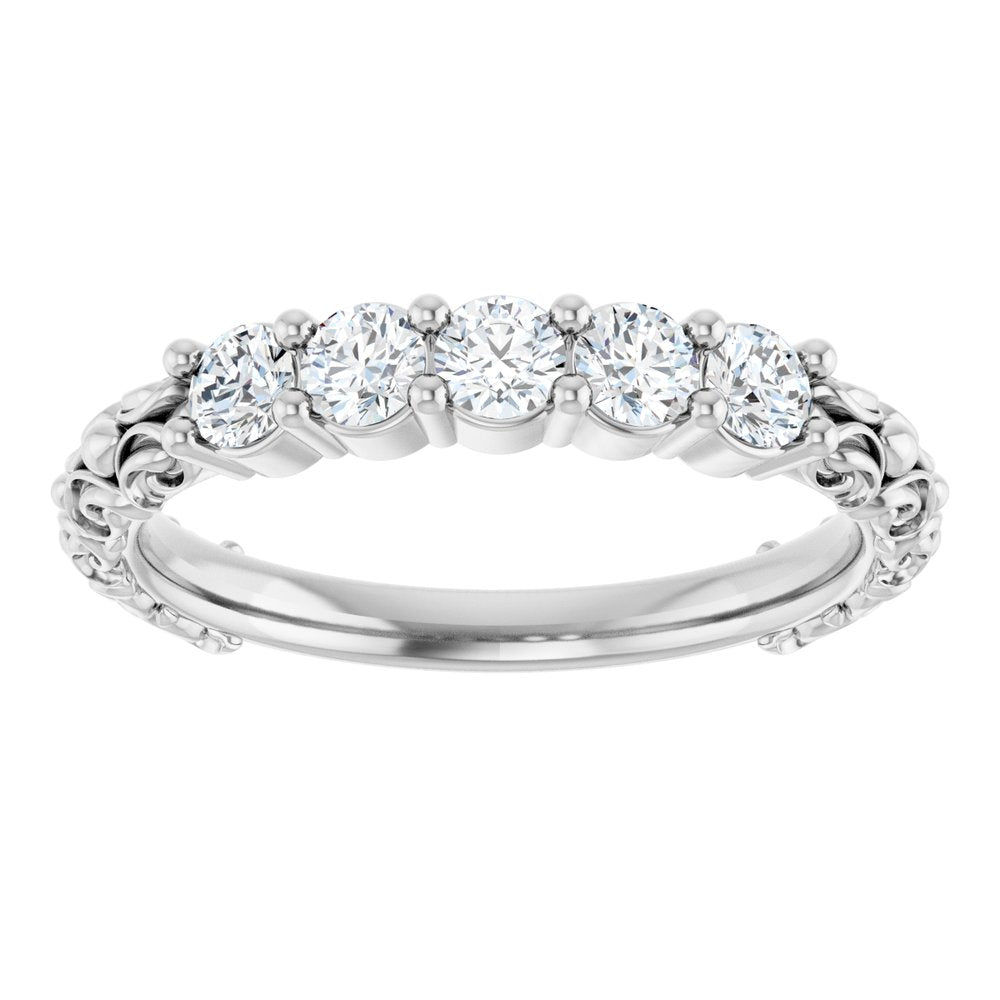 14K White Gold 1/2 CTW Natural Diamond Anniversary Band