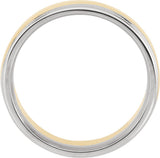 14K White/Yellow/White Gold 8 mm Double Milgrain Edge Comfort-Fit Half Round Band Size 10.5 