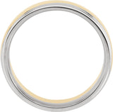 14K White & Yellow 8 mm Double Edge Band Size 10.5