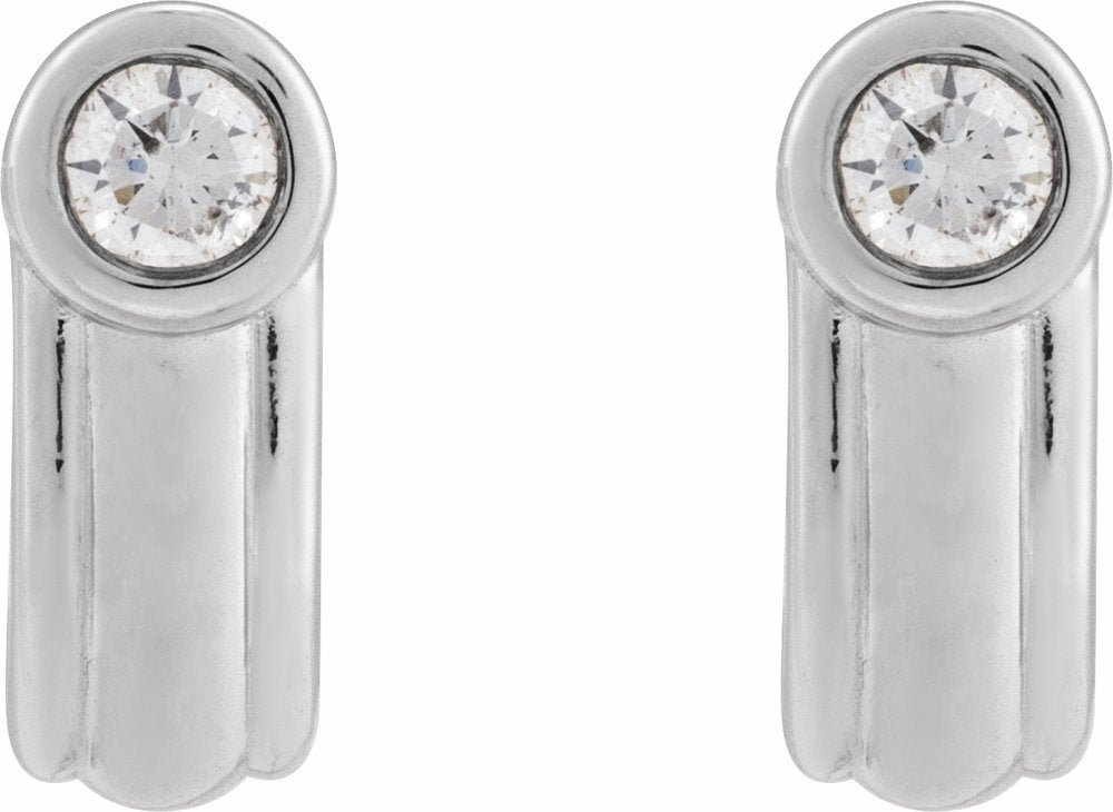 14K White 1/5 CTW Lab-Grown Diamond Solitaire J Hoop Earrings