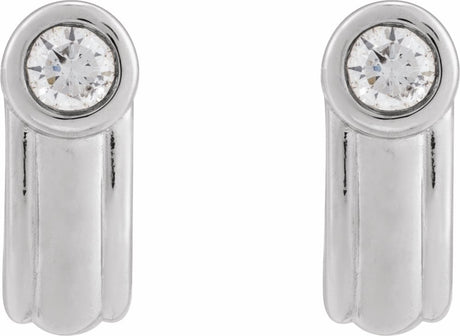 14K White 1/5 CTW Lab-Grown Diamond Solitaire J Hoop Earrings