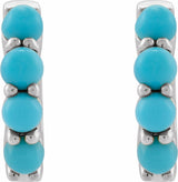 14K White Gold Natural Turquoise Cabochon Hinged 14.7 mm  Hoop Earrings