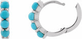 14K White Gold Natural Turquoise Cabochon Hinged 14.7 mm  Hoop Earrings
