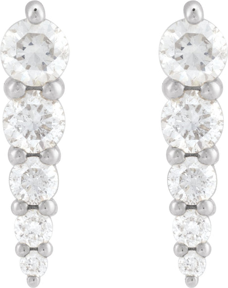 14K White Gold 1/3 CTW Natural Diamond Graduated Bar Earrings